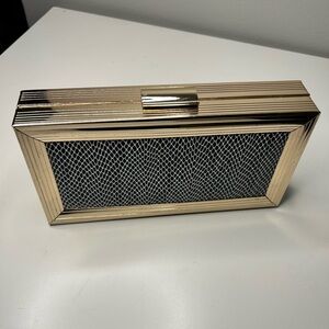 Gold and Black Faux Python Clutch